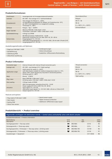 Preisliste B12 - HORA