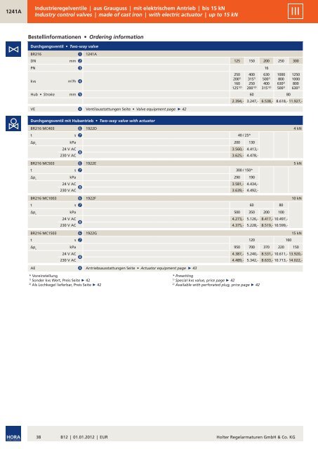 Preisliste B12 - HORA