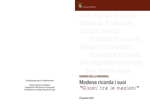 Modena ricorda gli 8 "Giusti tra le nazioni" - TSC