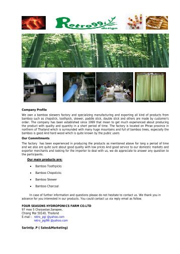 Company Profile We own a bamboo skewers factory and ...
