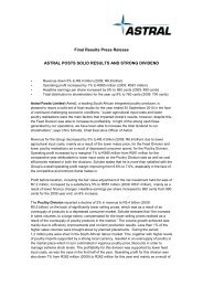 Final Results Press Release ASTRAL POSTS SOLID ... - Astral Foods