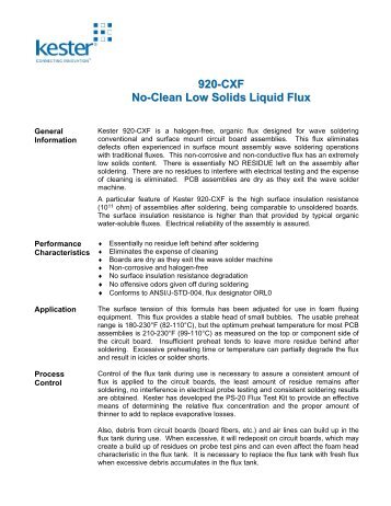 920-CXF No-Clean Low Solids Liquid Flux