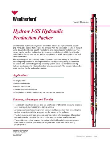 Hydrow I-SS Hydraulic Production Packer - Weatherford International