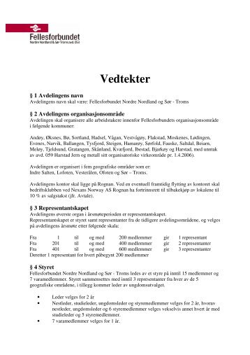 Avdelingens vedtekter - Fellesforbundet