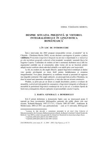 despre situaţia prezentă şi viitorul integralismului în ... - Dacoromania