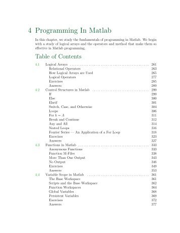 Chapter 4: Programming in Matlab - College of the Redwoods