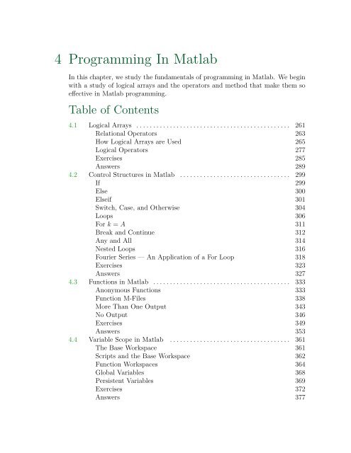 Chapter 4: Programming in Matlab - College of the Redwoods