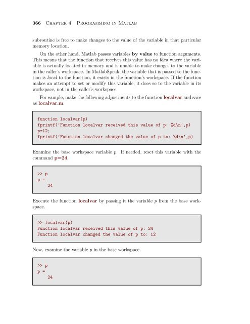 Chapter 4: Programming in Matlab - College of the Redwoods