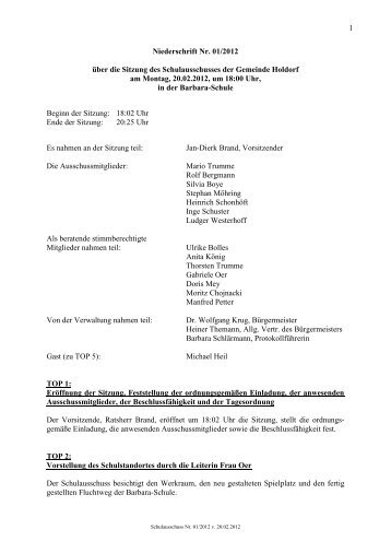 Protokoll vom 20.02.2012 - Gemeinde Holdorf