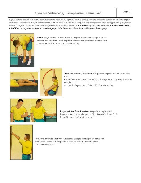 SHOULDER ARTHROSCOPY POSTOPERATIVE INSTRUCTIONS ...