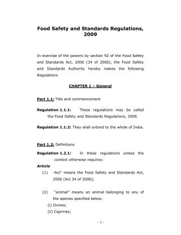 FSSAI regulations.pdf - Food Safety and Standards Authority of India