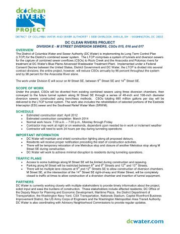 Project Information Sheet - DC Water