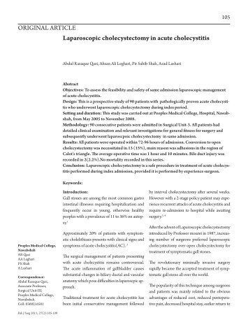 Laparoscopic cholecystectomy in acute cholecystitis