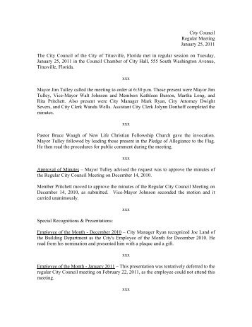 Regular Minutes 1-25-2011.pdf - The City of Titusville, Florida