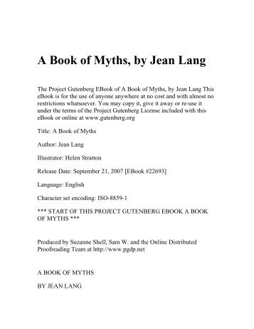 A Book of Myths, by Jean Lang - Umnet