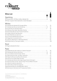 The Currant Shed Wine List - McLaren Vale