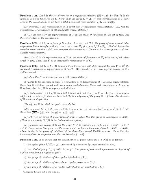 Lecture notes for Introduction to Representation Theory