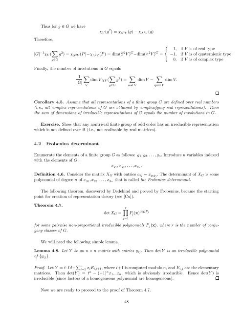 Lecture notes for Introduction to Representation Theory