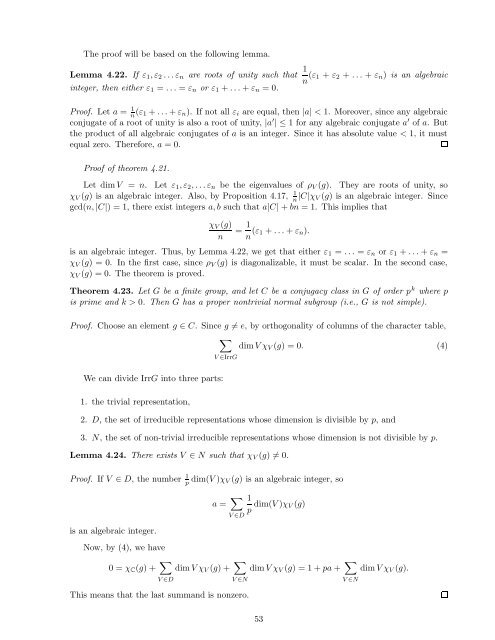 Lecture notes for Introduction to Representation Theory