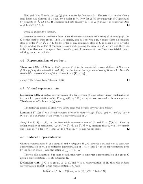 Lecture notes for Introduction to Representation Theory