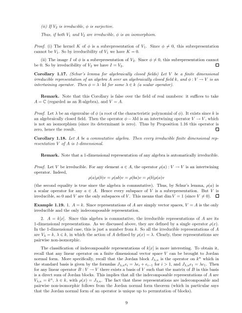 Lecture notes for Introduction to Representation Theory