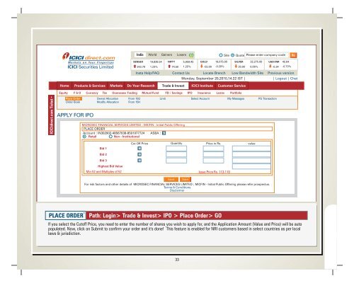 Demo Book on Online Investing - ICICI Direct