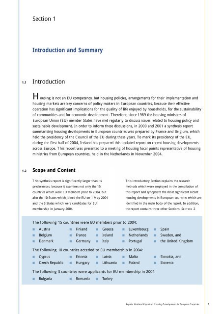 housing developments in european countries - Department of ...