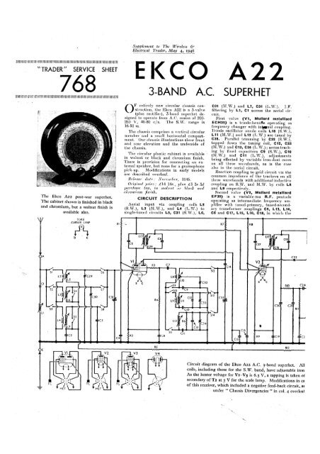 Ekco A22 - 6V6 Vintage Radio & Audio Components