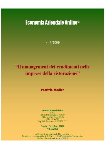 Il management dei rendimenti nelle imprese della ristorazione - Riviste