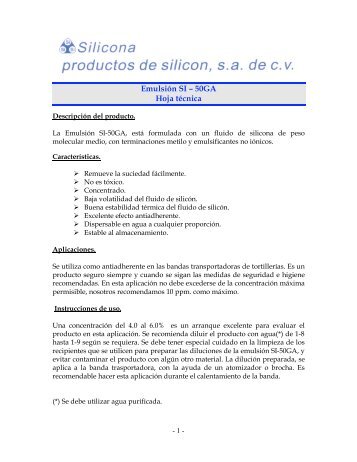 Emulsion SI-50GA - Silicona.com.mx