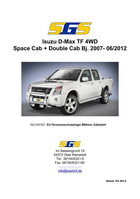 Isuzu D-Max TF 4WD Space Cab + Double Cab Bj. 2007- 06 ... - SGS