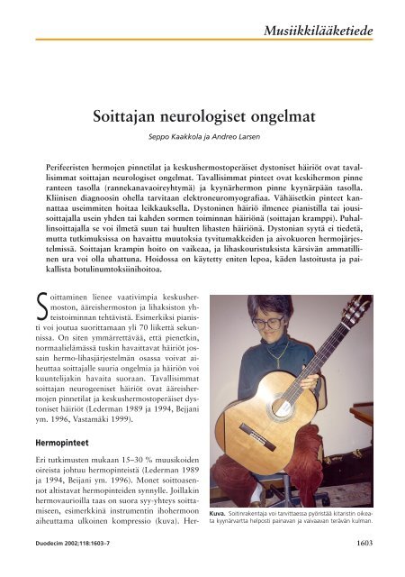 Soittajan neurologiset ongelmat - Duodecim