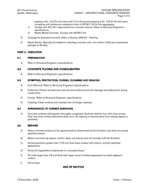 601 4th Avenue Schematic Design Project Specification March 2009 ...