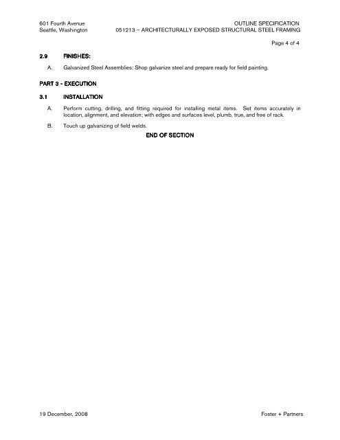 601 4th Avenue Schematic Design Project Specification March 2009 ...