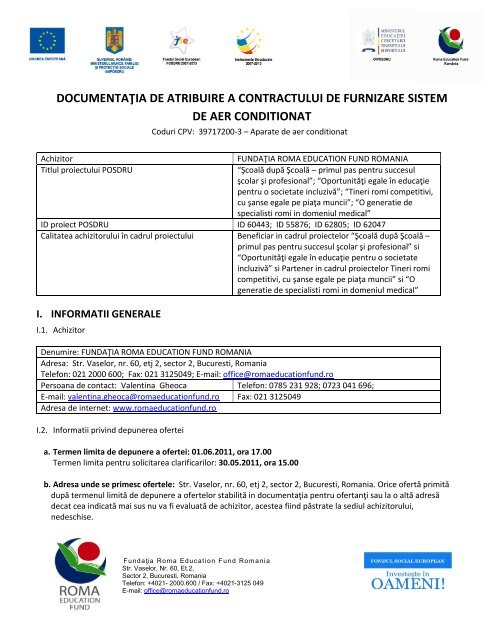 Documentatie sistem de aer conditionat - Roma Education Fund ...