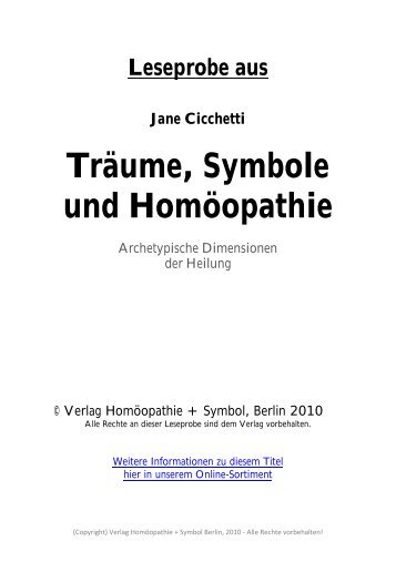 Träume, Symbole und Homöopathie - Verlag Homöopathie + Symbol