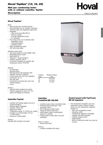 Hoval TopGasÂ® (12, 16, 22) - Energia-BG