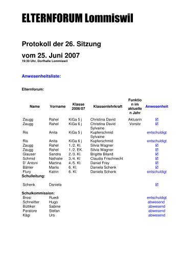 ELTERNFORUM Lommiswil