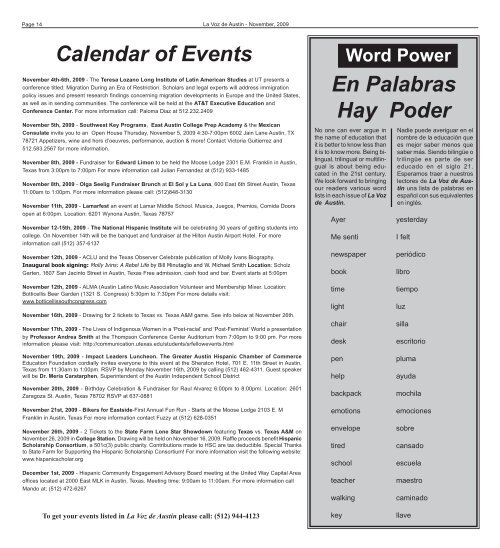 La Voz de Austin November 2009 corrected - La Voz Newspapers