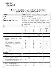 BILAN DES FORMULAIRES D'APPRÃCIATION - Agence de la santÃ© ...