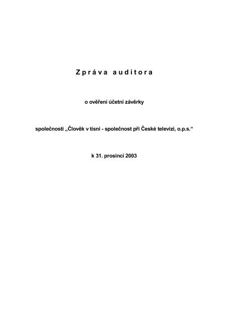 Audit 2003 - ÄlovÄk v tÃ­sni