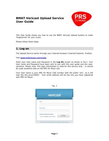 BMAT Vericast Upload Service User Guide - PRS