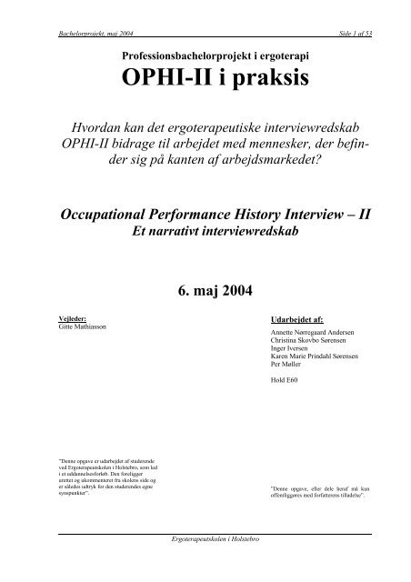 [pdf] OPHI-II i praksis - Ergoterapeutforeningen