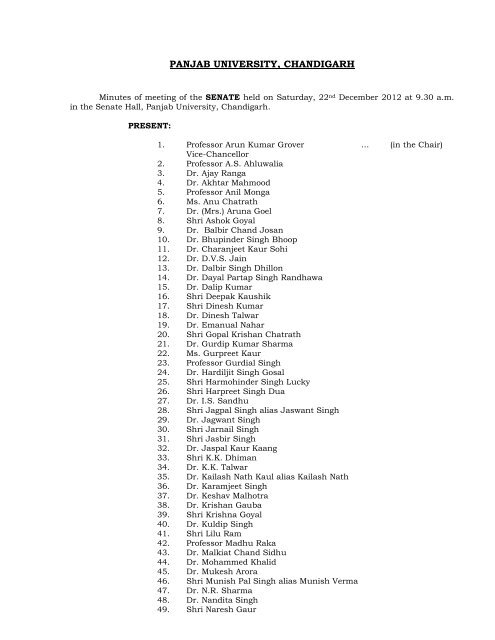 Senate held on 22nd December 2012 at 9.30 a.m