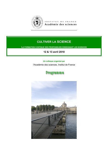 Voir le programme - AcadÃ©mie des sciences