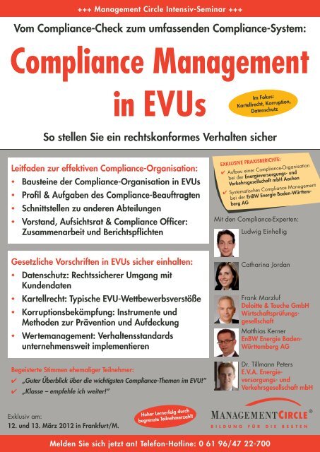 Seminar: Compliance Management in Evus - Management Circle AG