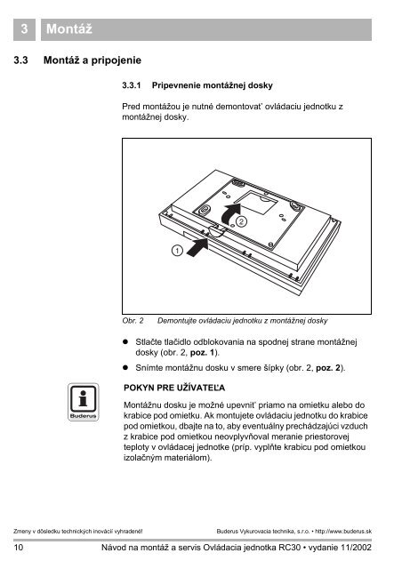 NÃ¡vod na montÃ¡Å¡ a servis - Buderus