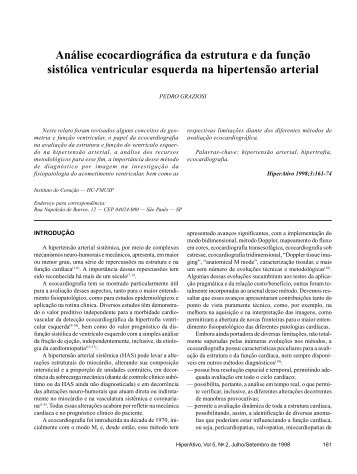 AnÃ¡lise ecocardiogrÃ¡fica da estrutura e da funÃ§Ã£o sistÃ³lica ...