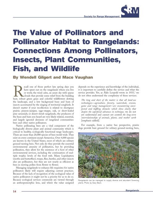 Rangeland Magazine: Special Issue on Pollinators - The Xerces ...