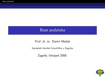 Baze podataka - Geodetski fakultet